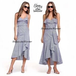 Worth NWT 2 PC blue striped ruffle top + asymmetrical mermaid skirt *iamwarrior